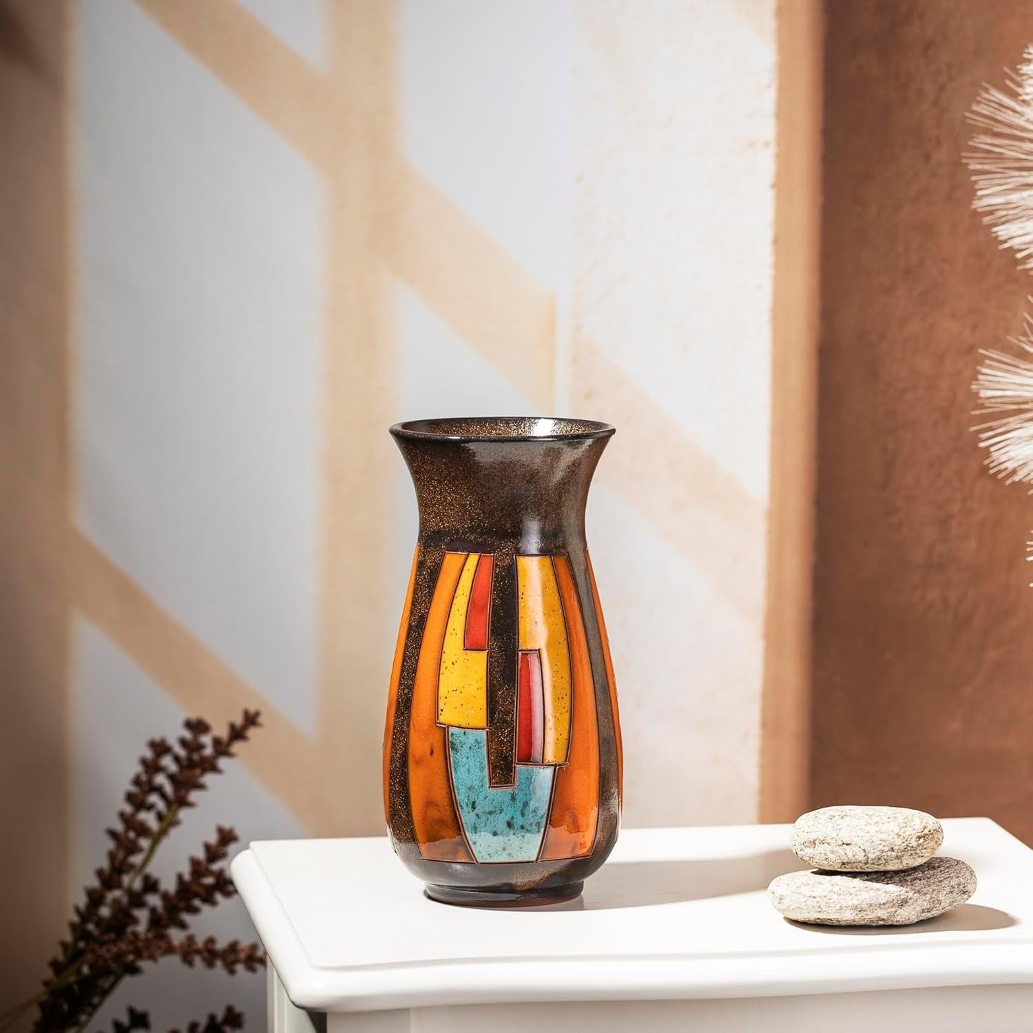 Handmade Ceramic Flower Vase 21cm Tall Glazed Art Home Décor Gift