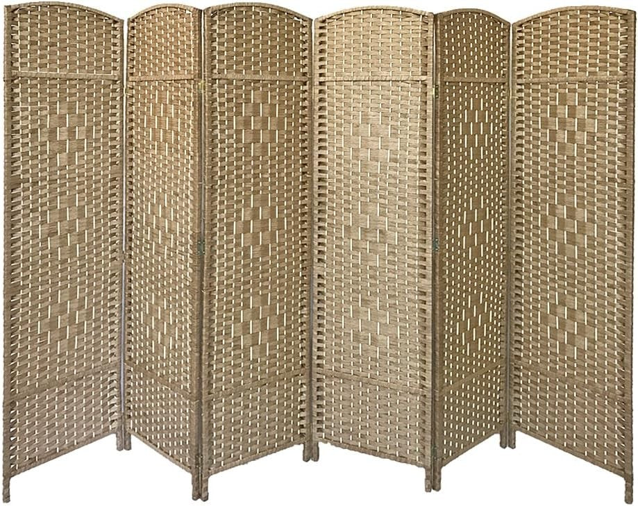 6 Panel Natural Wicker Folding Room Divider Screen Privacy Partition Home Office