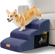 Blue 3 Step Dog Stairs 30D Foam Non Slip Ramp 60x40x40cm
