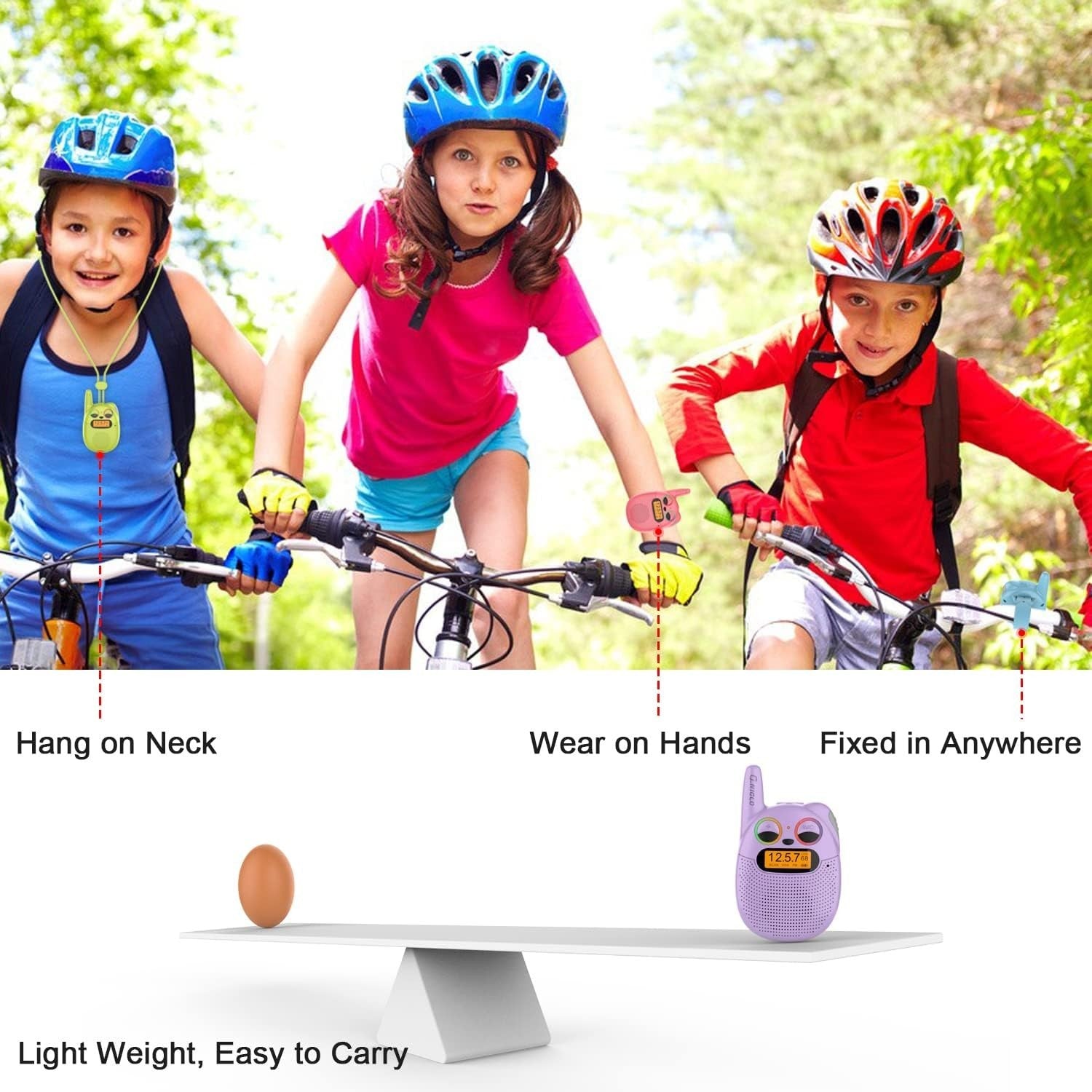Kids Rechargeable Walkie Talkies 3 Pack Watch Style FM Radio VOX Toy