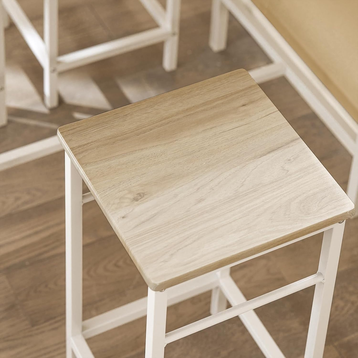 5-Piece Breakfast Bar Table Set with 4 Stools, Space Saving Dining White Natural