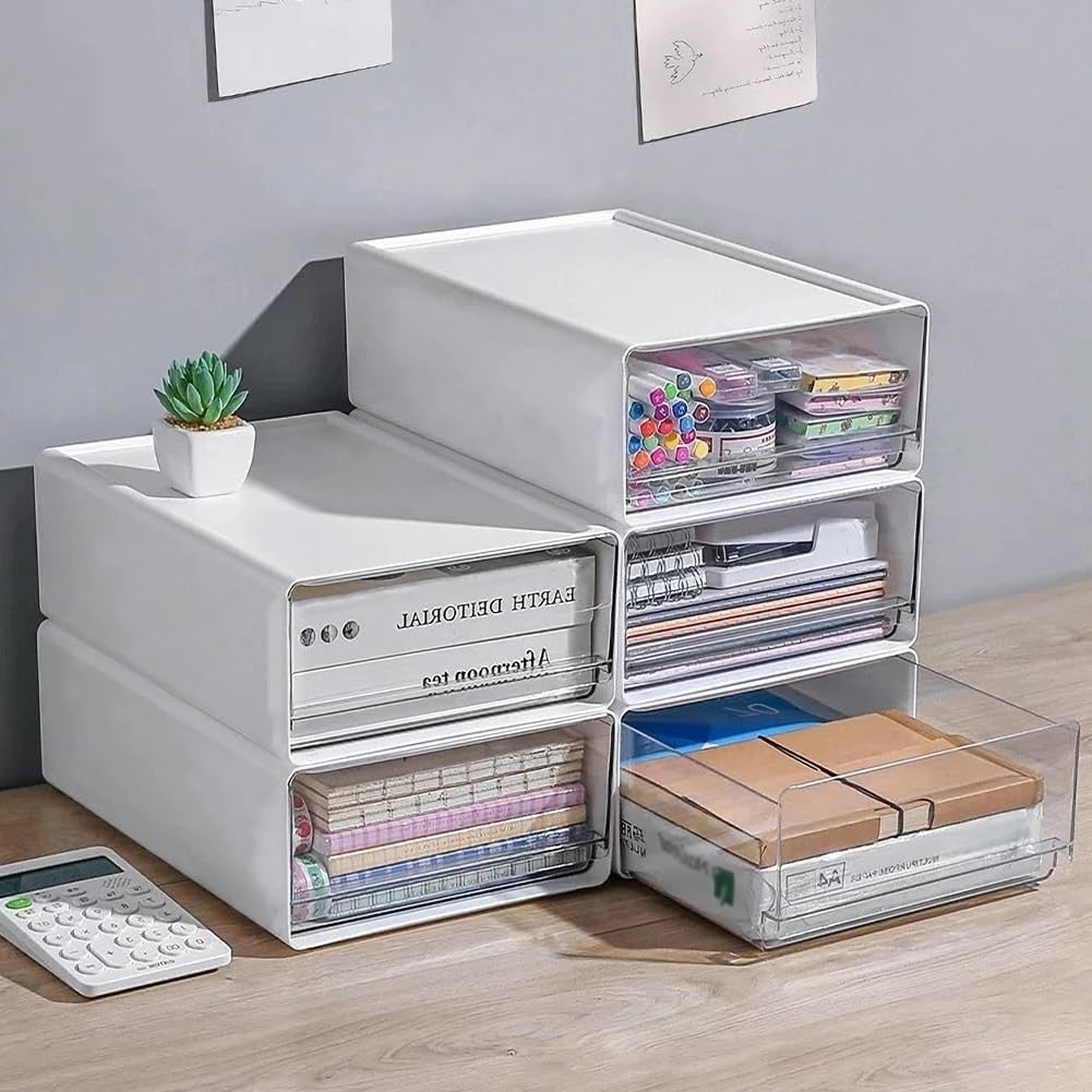 A4 Desk Drawer Organiser 2-Pack – Stackable Office Storage Box