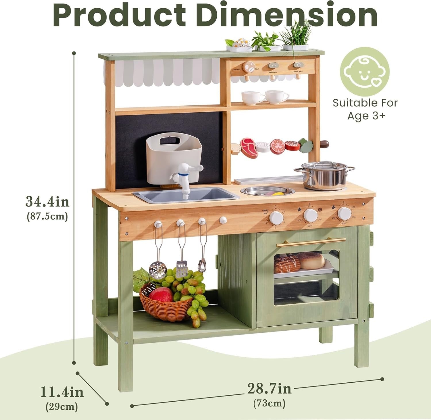 Wooden Mud Kitchen for Kids Outdoor Playset w/ Sink Blackboard