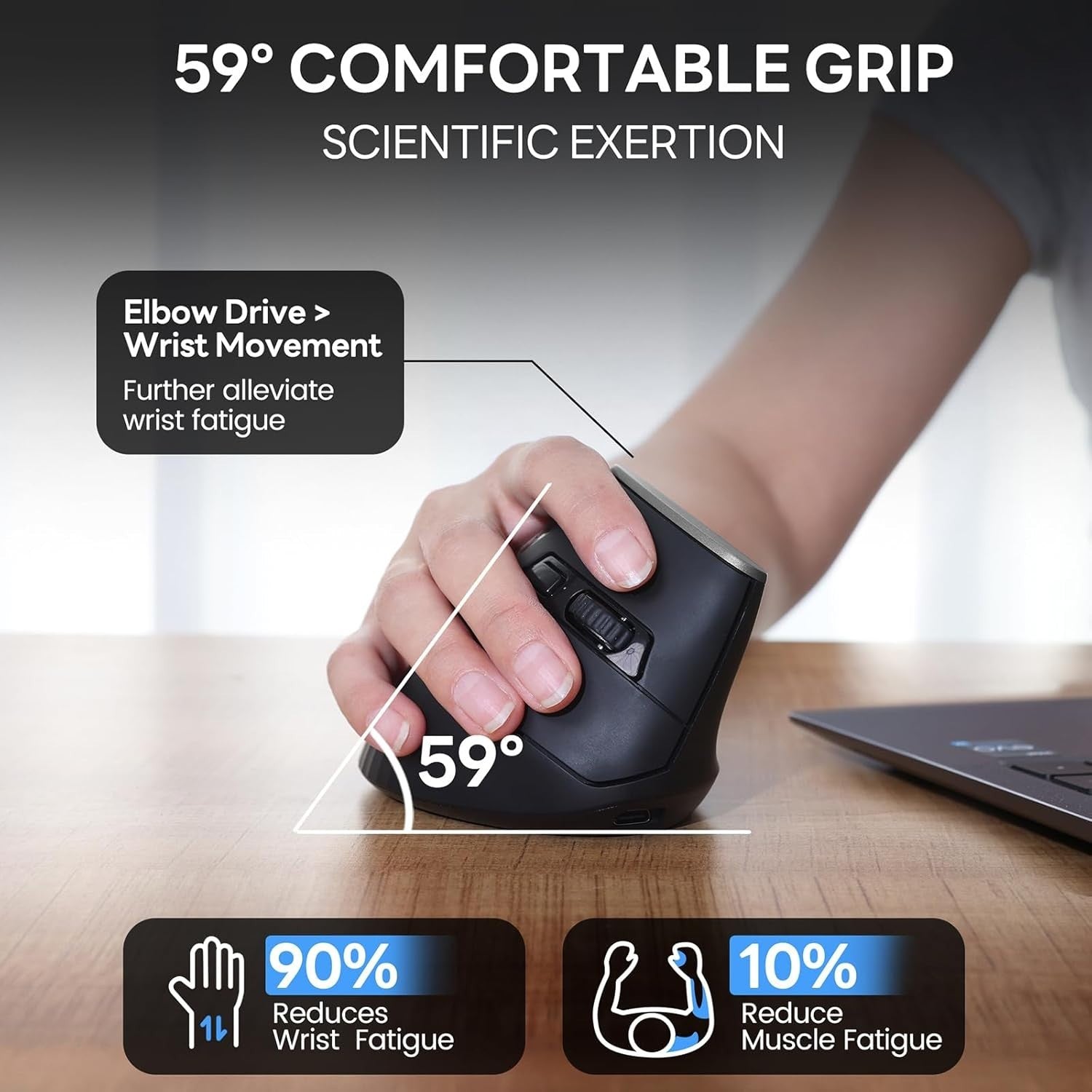 Ergonomic Vertical Wireless Mouse Rechargeable Bluetooth 5 Button