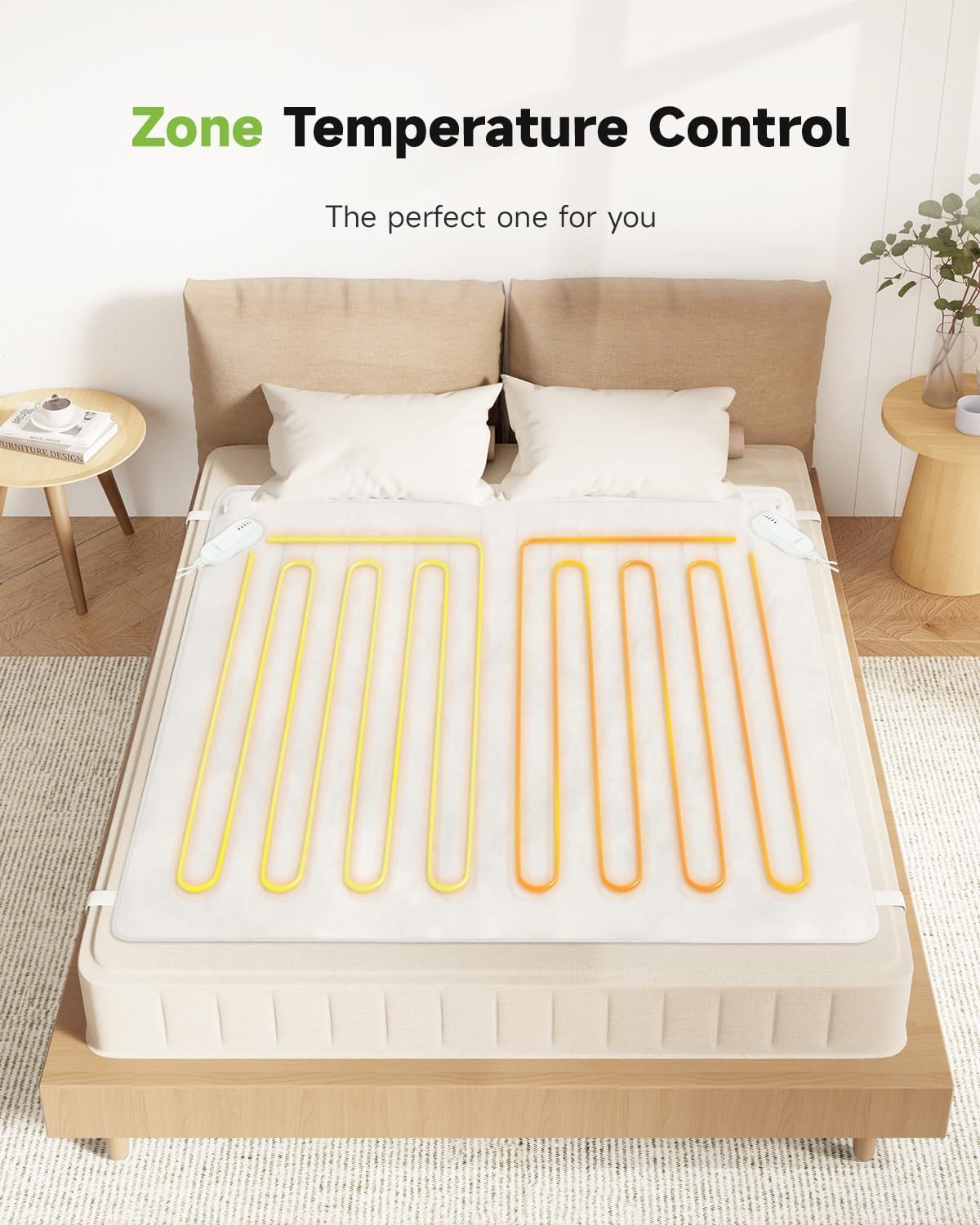 White Electric Heated Underblanket King Dual Control 5 Heat Levels Auto Off