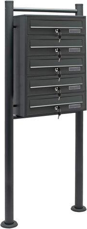 Outdoor Multi Slot Letterbox Cluster 5 Mailboxes Anthracite Steel Secure