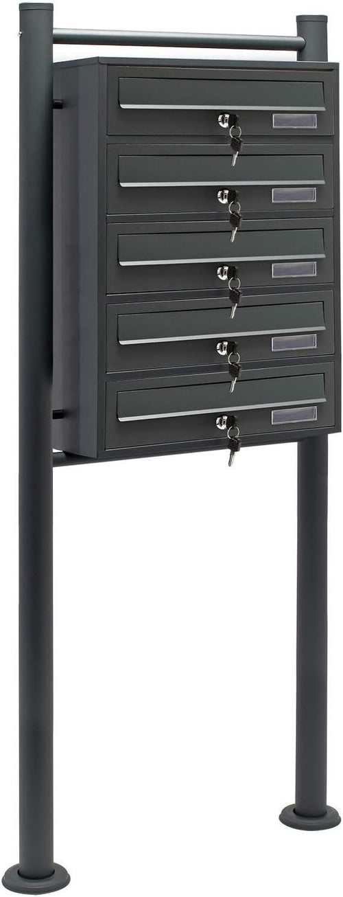 Outdoor Multi Slot Letterbox Cluster 5 Mailboxes Anthracite Steel Secure
