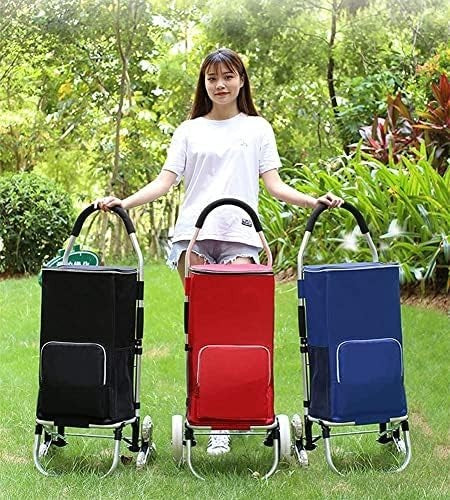 Foldable 6-Wheel Stair Climber Shopping Cart – Utility Grocery Trolley Red