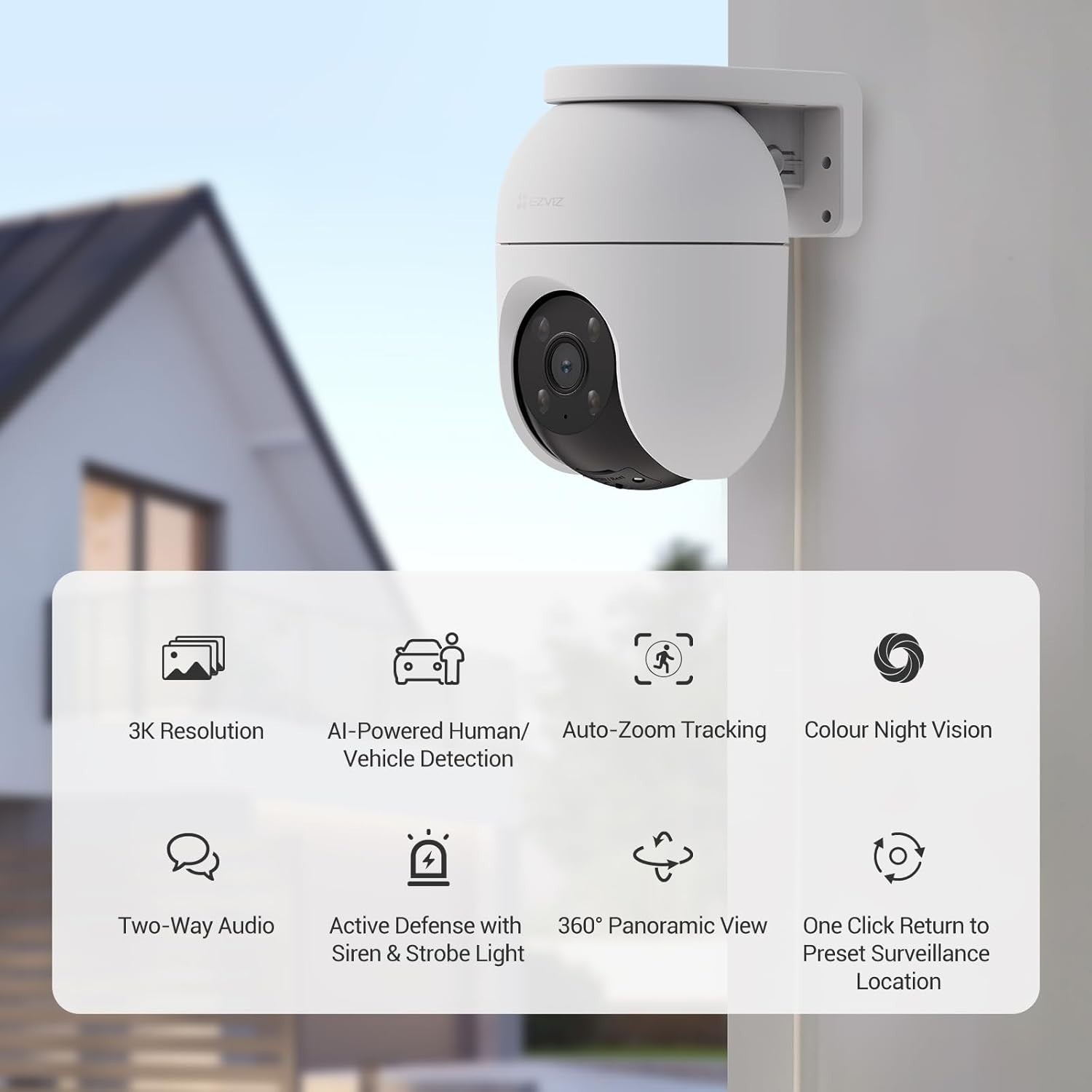 3K PTZ Security Camera Outdoor WiFi Auto Tracking Color Night Vision