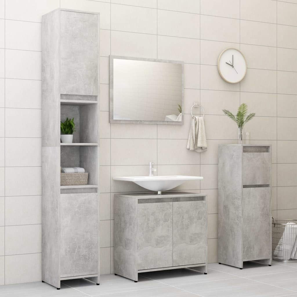 Concrete Grey Under Sink Bathroom Storage Cabinet Cupboard 60x35x61cm