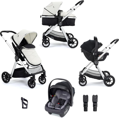 Silver 3in1 Baby Pram Travel System Pushchair i-Size Car Seat