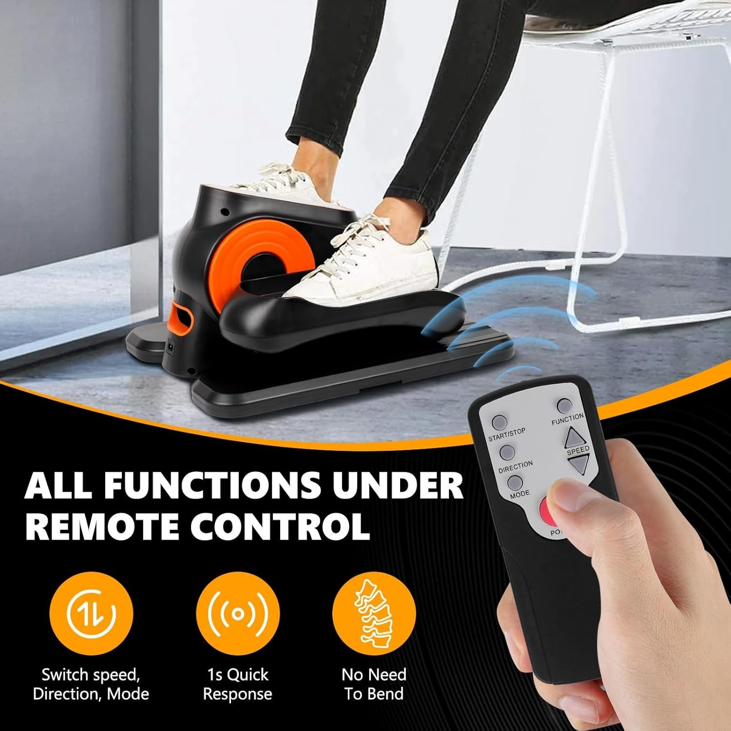 Under Desk Elliptical Trainer Electric Quiet Seated Pedal Leg Exerciser