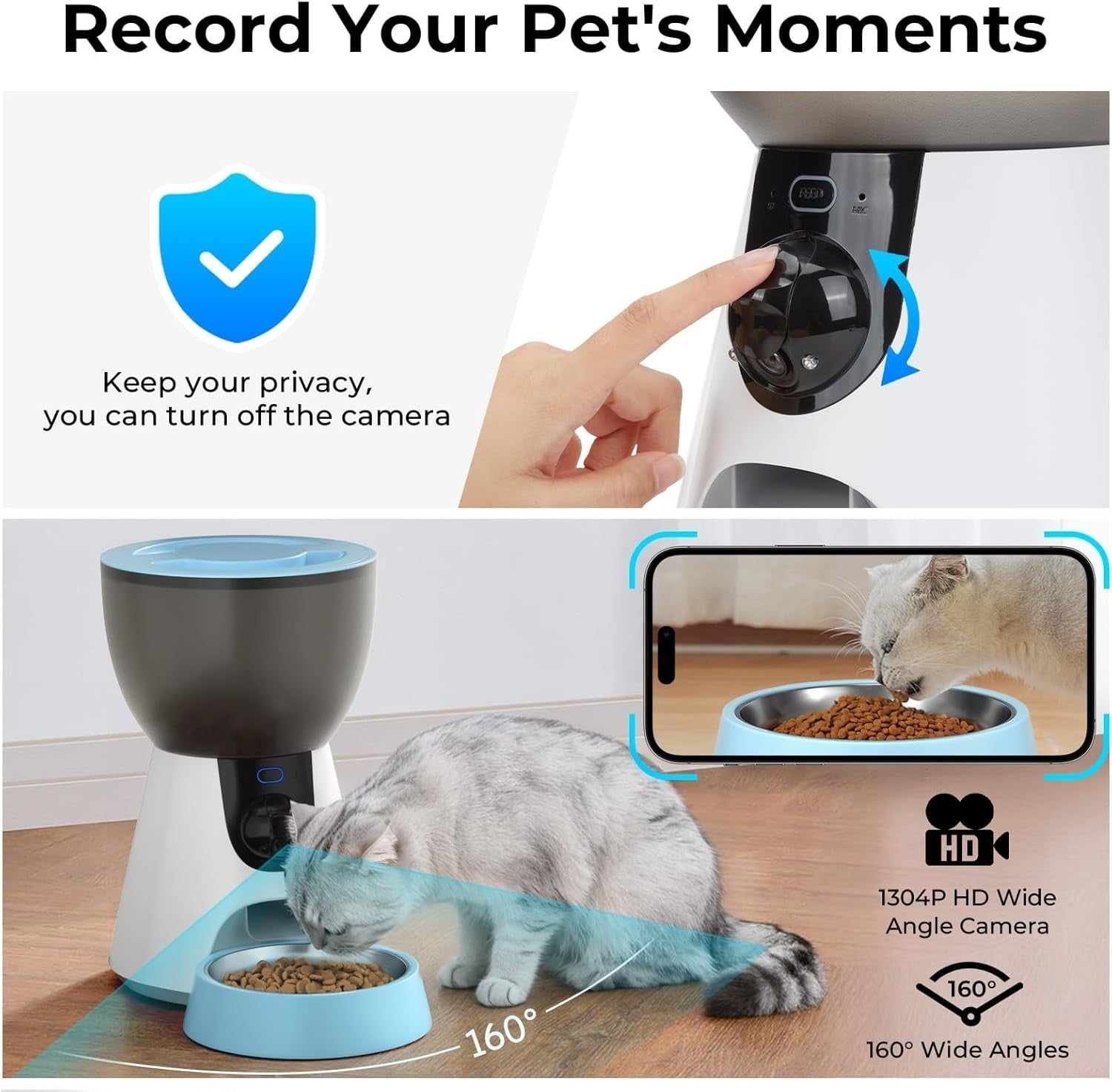 Smart Pet Feeder with HD Camera WiFi App Control 4L Auto Food Dispenser