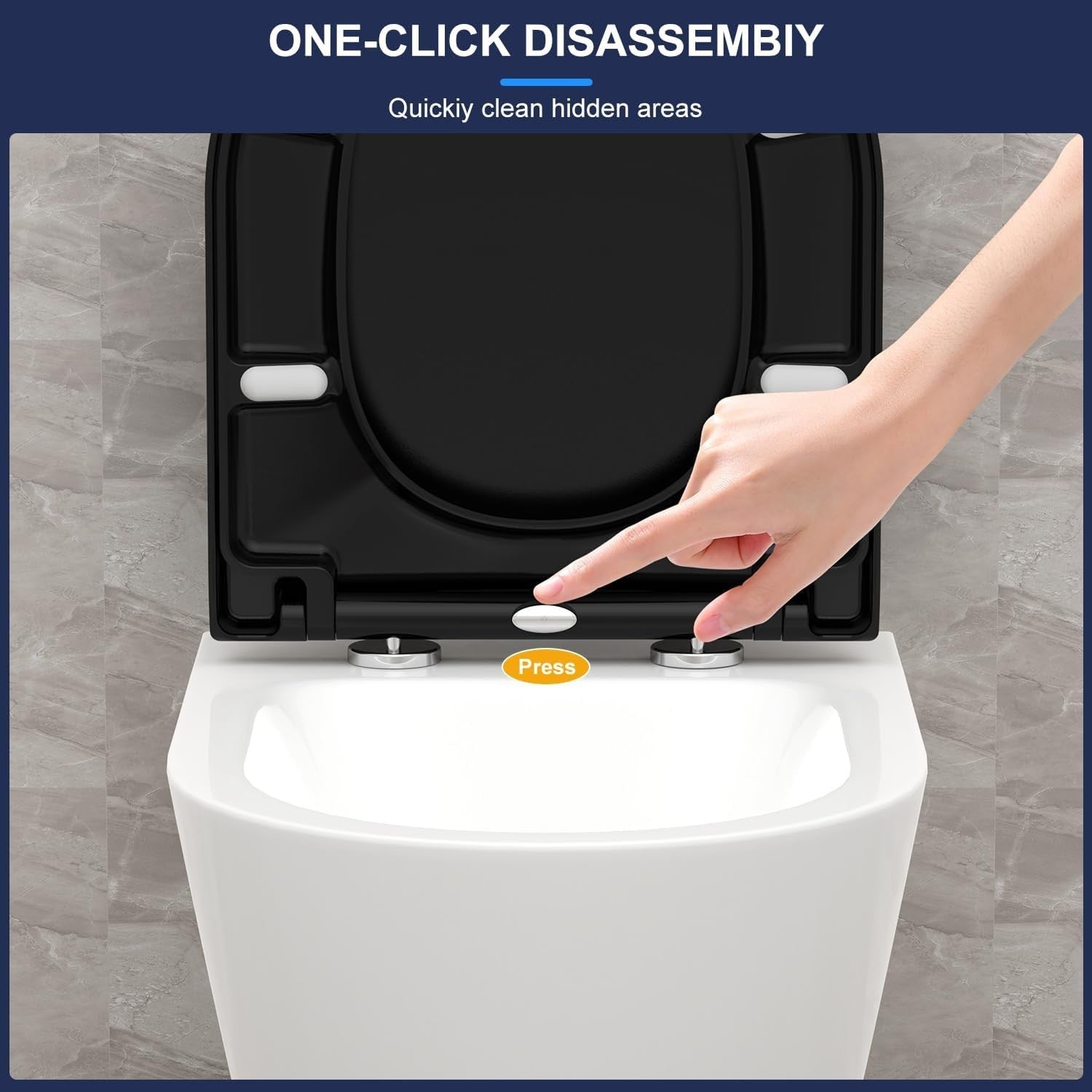 D-Shape Toilet Seat Soft Close PRO U2009B Black Duroplast 42.5x36.3cm
