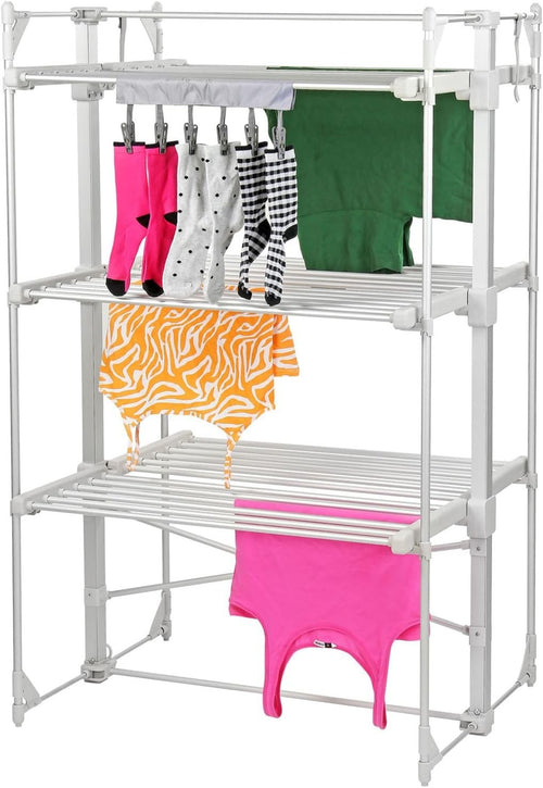 XL Heated Clothes Airer 3 Tier Square Electric Indoor Drying Rack 36 Rails 400W