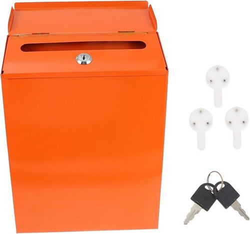 Locking Wall Mounted Iron Mailbox Orange | Secure Post Box | 30x22.5x6.5cm