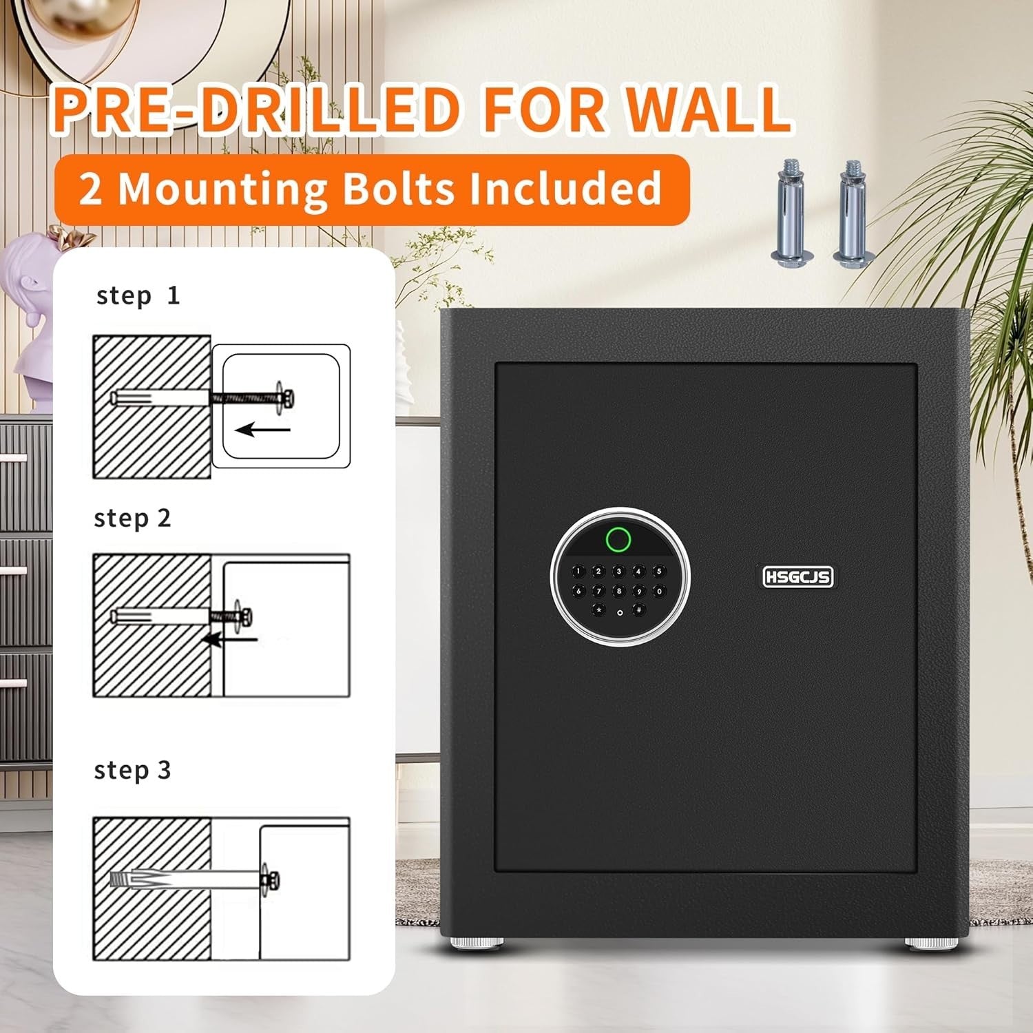Biometric Fingerprint Safe 50L Digital Keypad Home Office Security