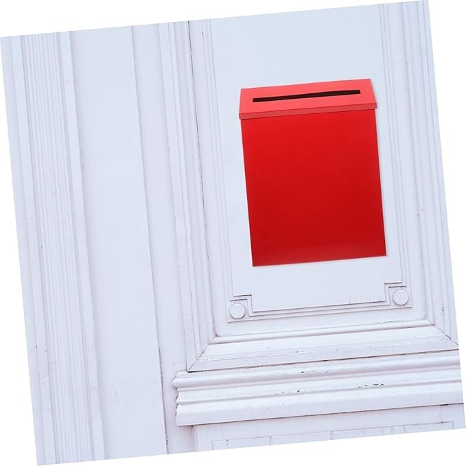 Vintage Wall Mounted Mailbox Red Metal Post Box Easy Install Large Capacity