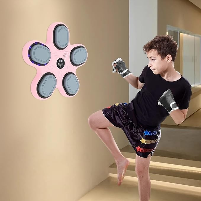 Kids Music Boxing Machine Punch Trainer Bluetooth Gloves Wall Mounted