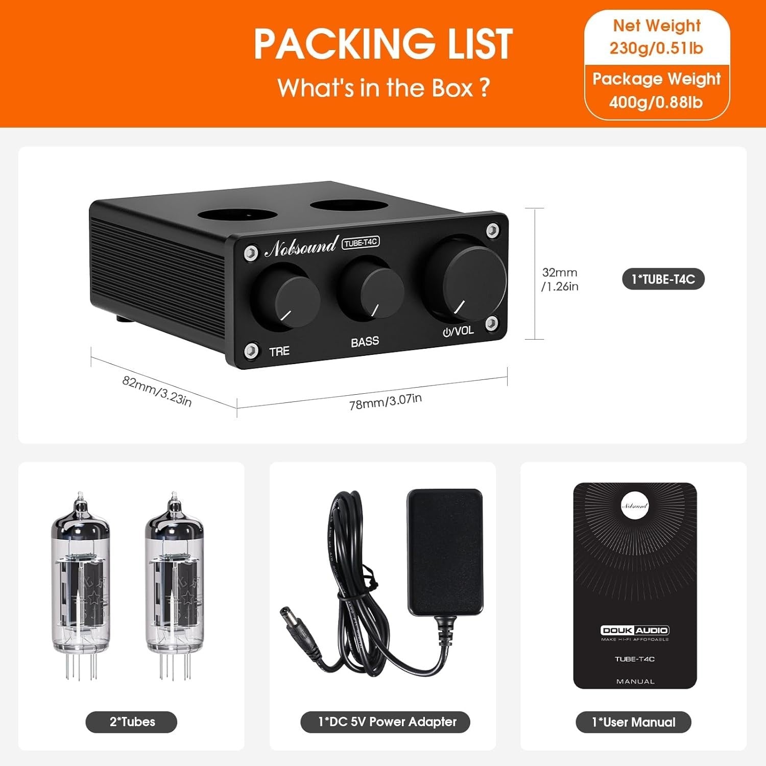 Mini Tube Preamp Class A Stereo Audio Amplifier Bass Treble Control