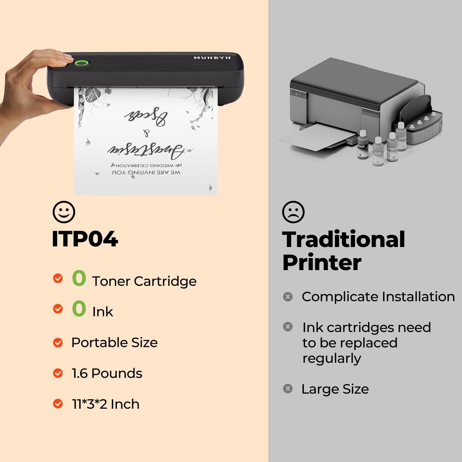 Portable A4 Thermal Bluetooth Printer Inkless USB-C for Mobile & Laptop – Black