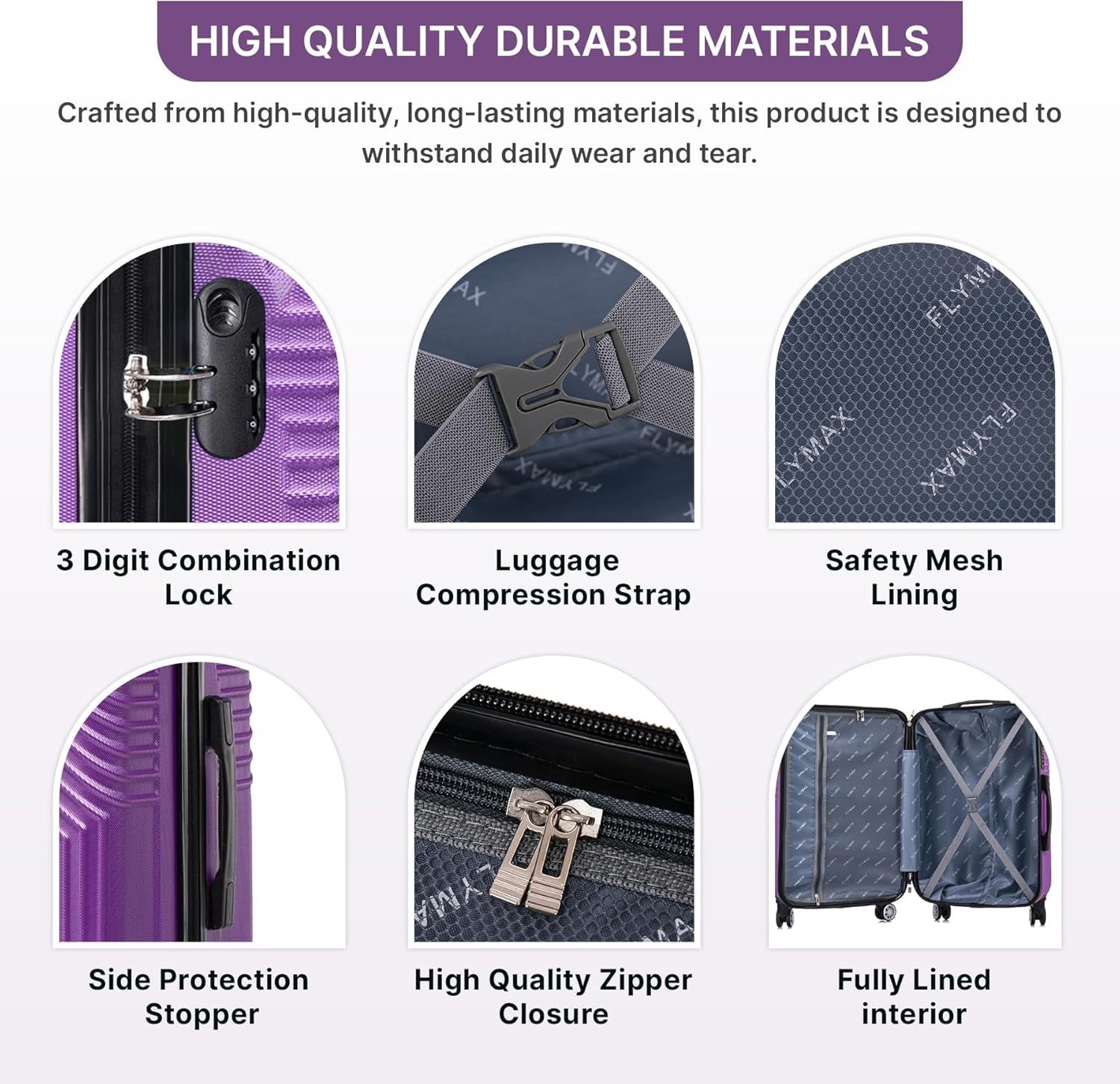 29'' Large Check In Suitcase Hard Shell Lightweight 4 Spinner Wheels Lock Purple