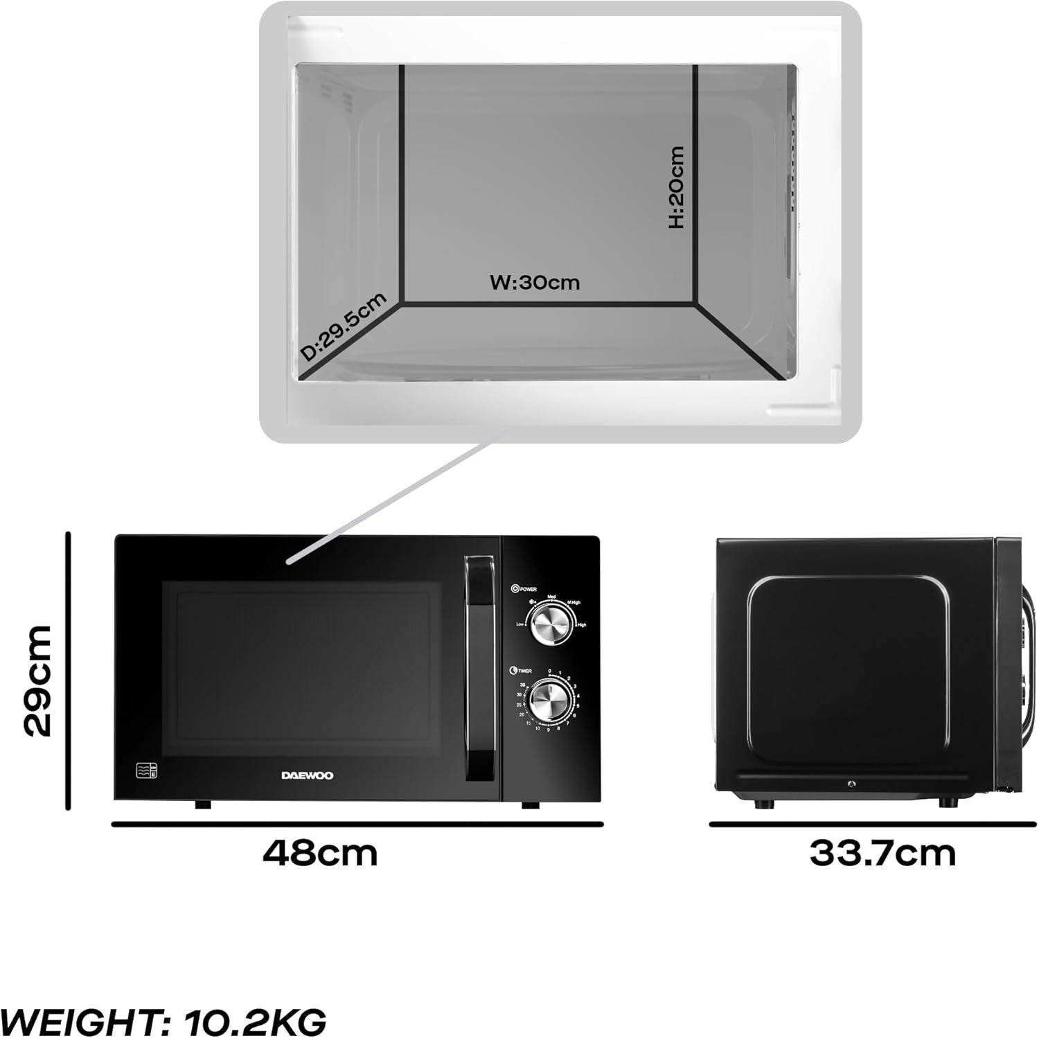 23L Microwave 800W Manual 5 Power Settings Auto Defrost