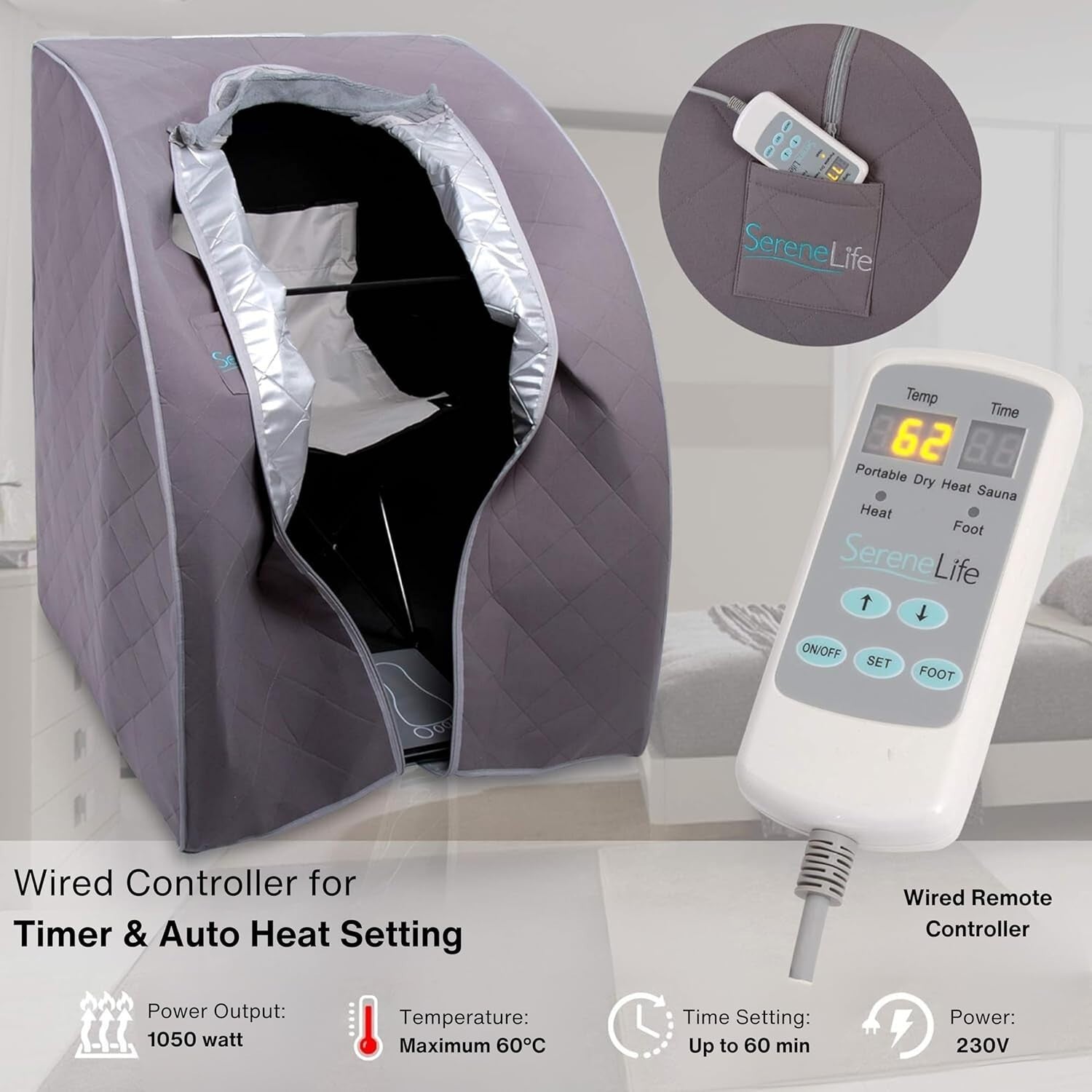 Portable Infrared Home Sauna Tent – One-Person Steam Sauna with Foot Pad & Chair
