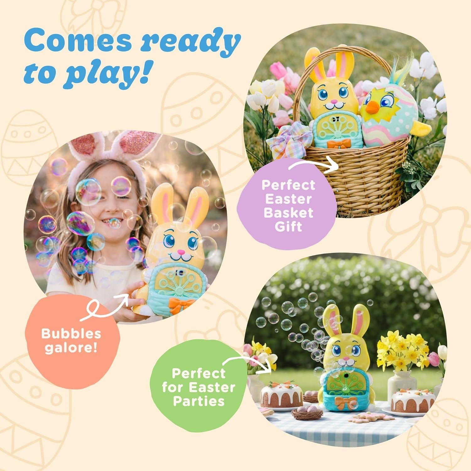 Bunny Bubble Blower for Toddlers Kids Easter Toy Indoor Outdoor Fun