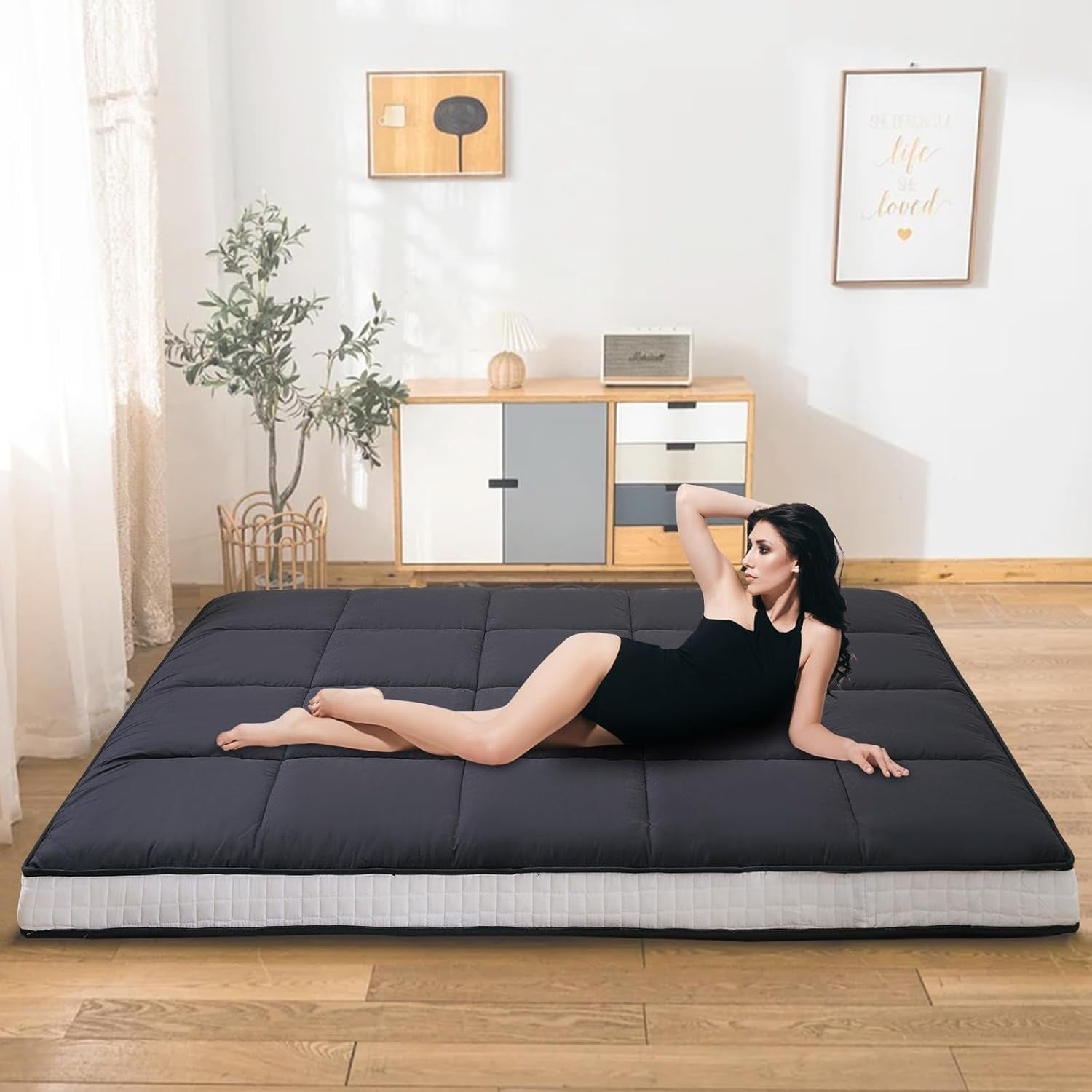 10cm Thick Floor Futon Mattress Single Roll Up Bed Tatami Guest Mat