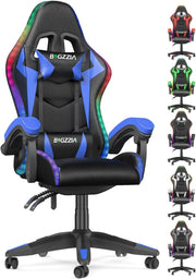 RGB Gaming Chair Recliner Leather w/ Lumbar