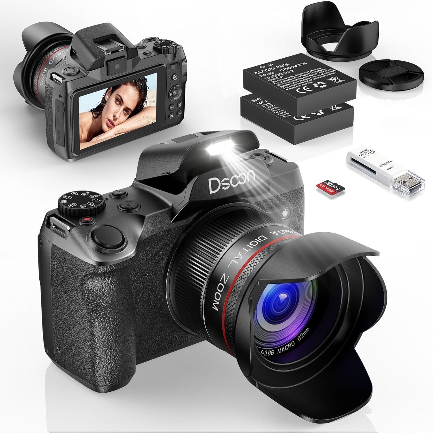 4K 64MP Digital Camera 18X Zoom Touch Screen Vlogging Camera Kit