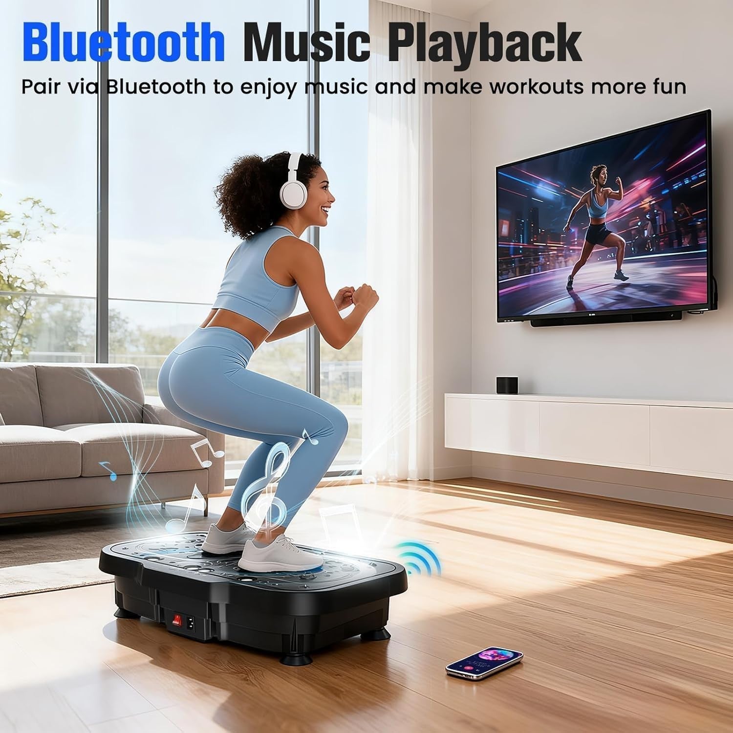 Black Dual Motor Vibration Plate Exercise Machine 180 Levels Home Fitness