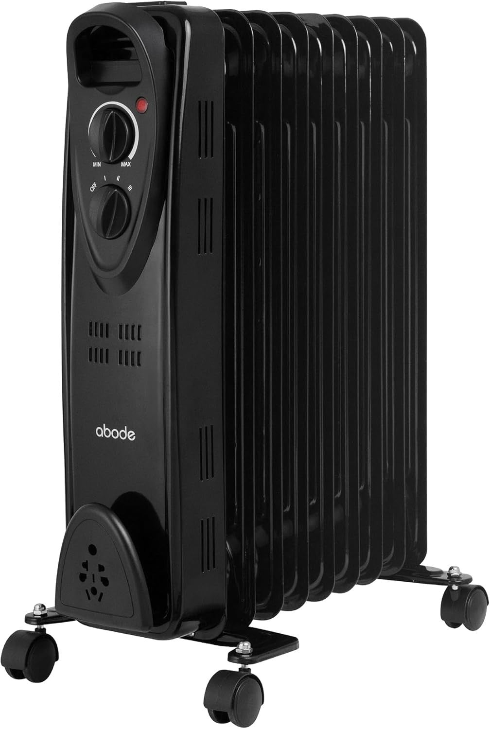 2000W Oil Filled Radiator Heater 9 Fin Portable Electric Thermostat Black