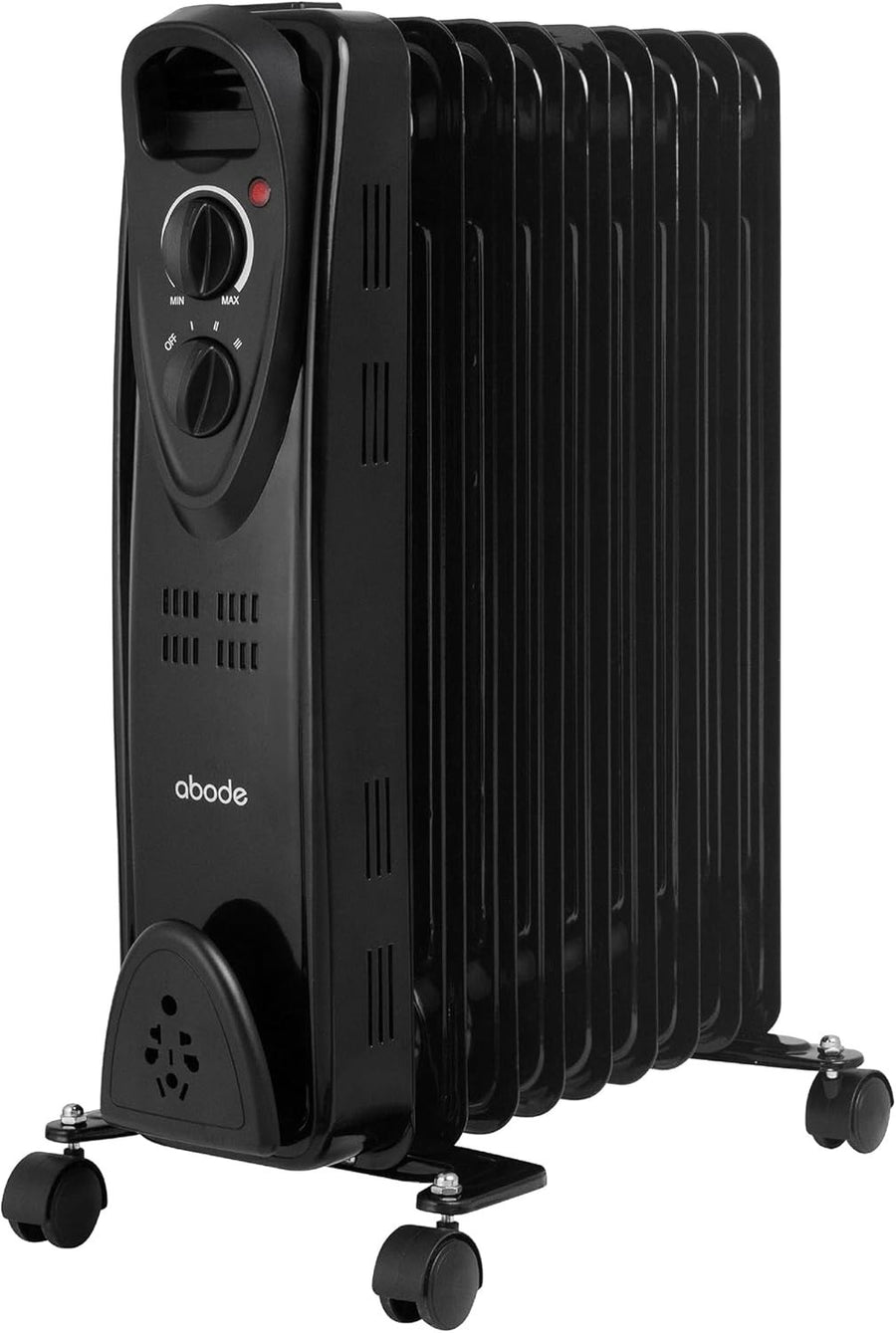 2000W Oil Filled Radiator Heater 9 Fin Portable Electric Thermostat Black