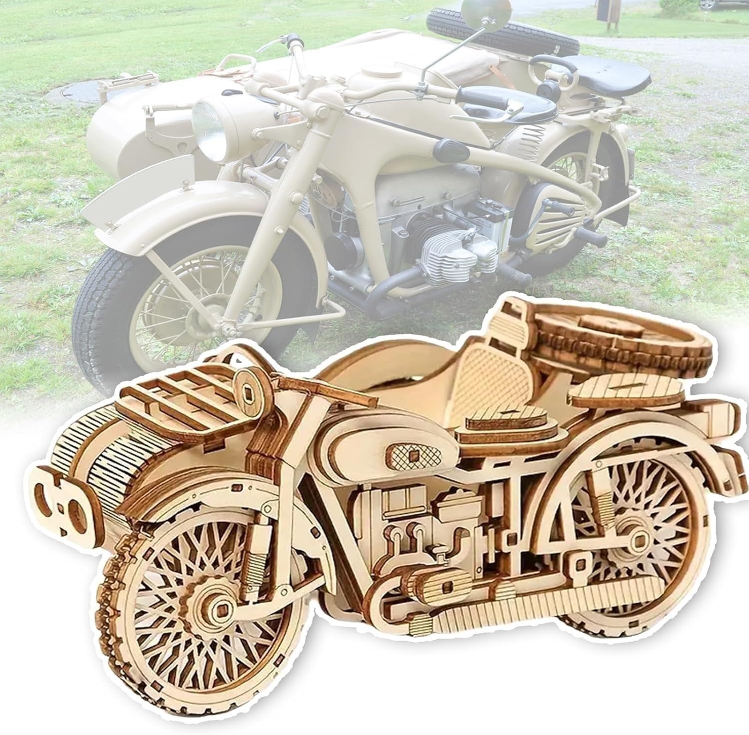 3D Wooden Motorbike Puzzle Model Kit | DIY Assembly, Educational & Gift Idea