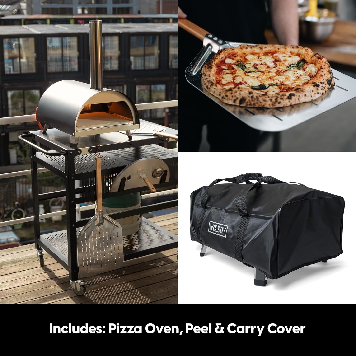 Multifuel Outdoor Pizza Oven with Peel & Cover | Tabletop Garden BBQ Cooker