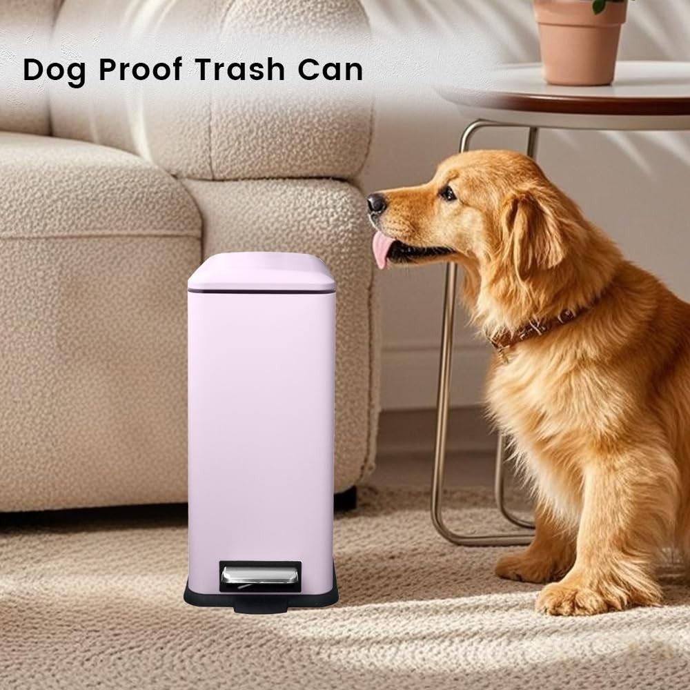 5L Bathroom Pedal Bin Soft Close Stainless Steel Pink