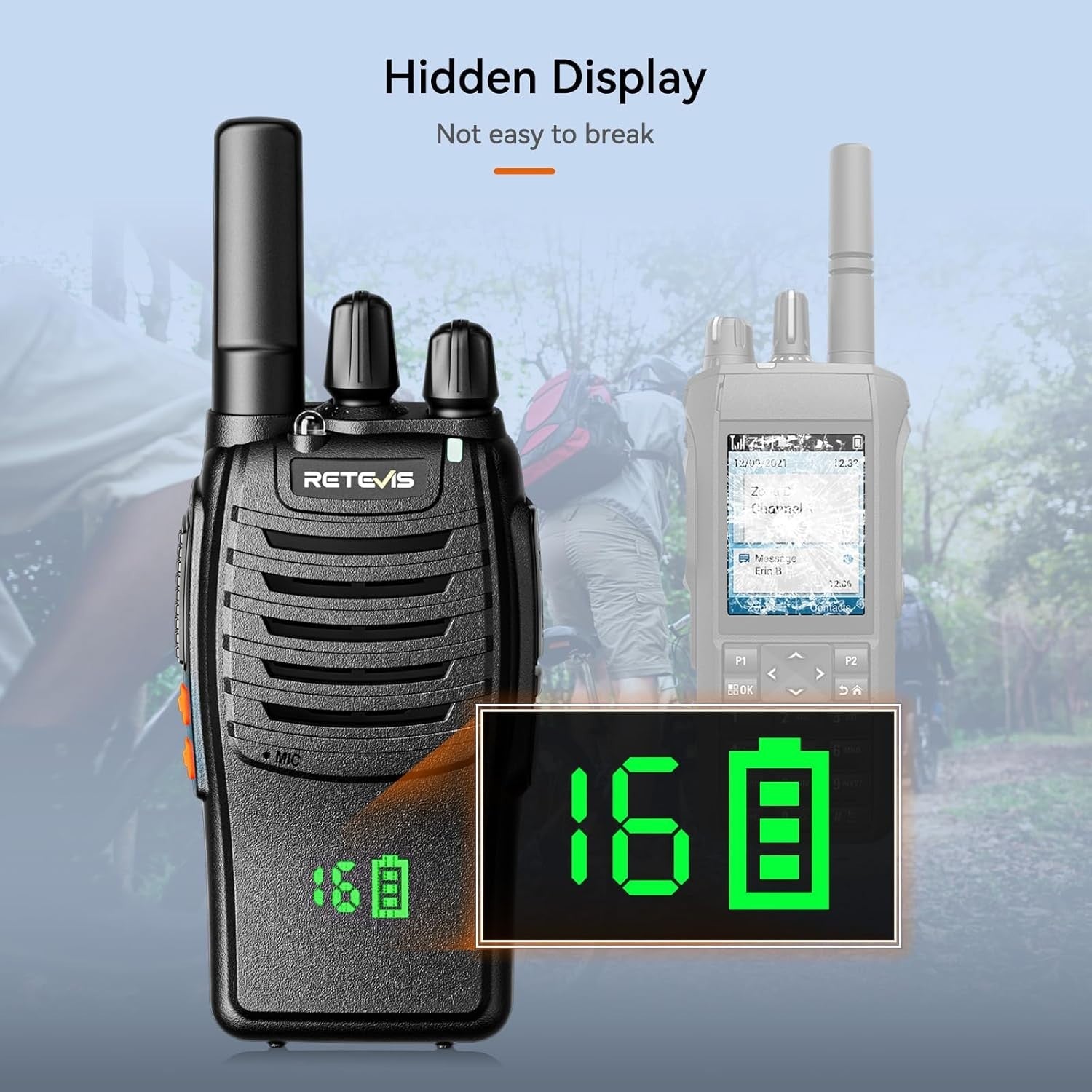 PMR446 Walkie Talkie Hidden Display USB-C VOX 16CH Long Range Radio