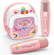 Pink Unicorn Kids Karaoke Machine with Mic Portable Speaker