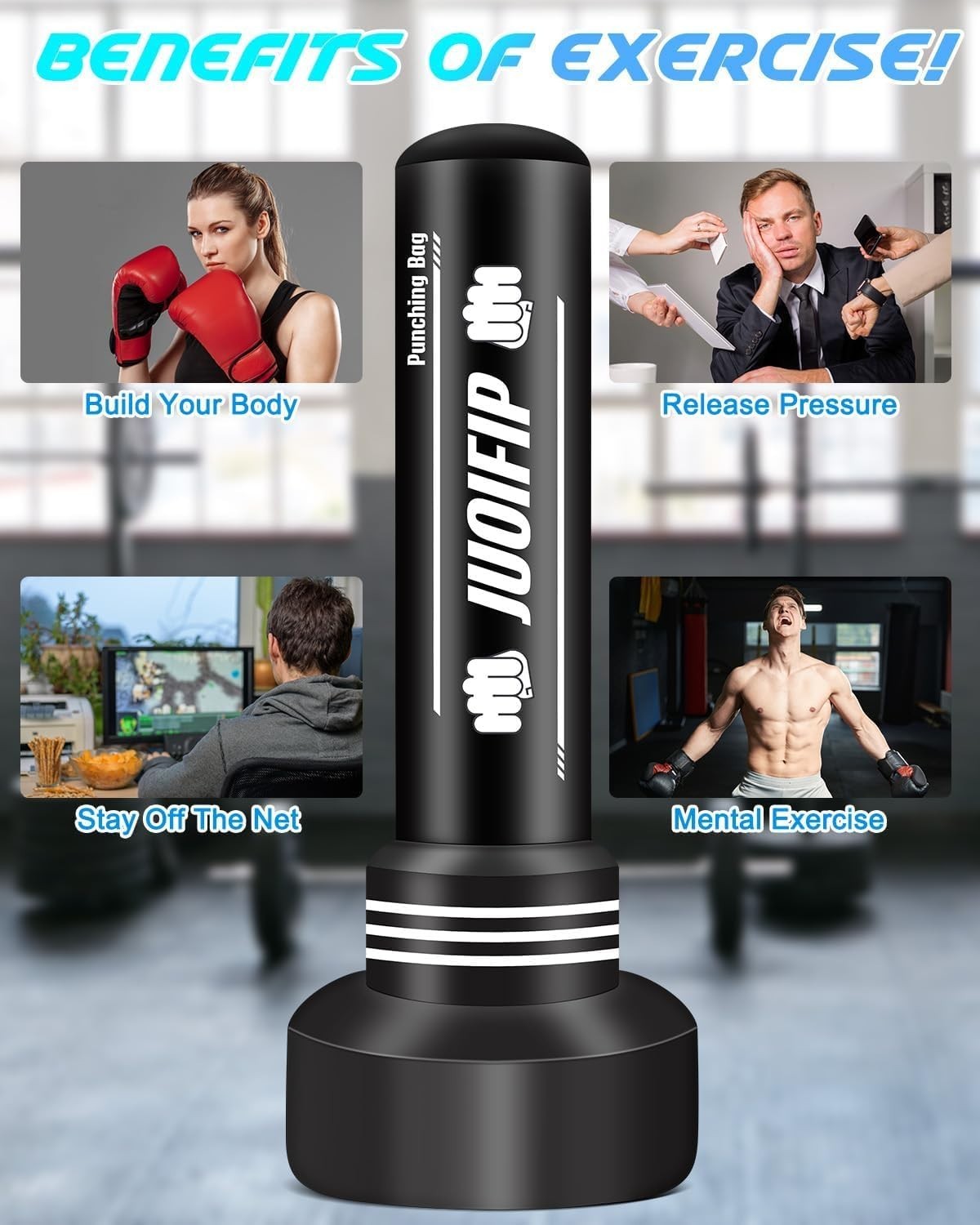 70in Inflatable Standing Punch Bag MMA Kickboxing Fitness Trainer
