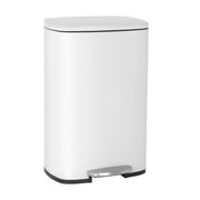 50L Stainless Steel Kitchen Bin Step On Lid Soft Close White