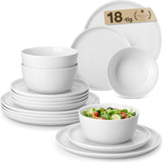 18pc Porcelain Dinnerware Set Plates Bowls Microwave Dishwasher Safe