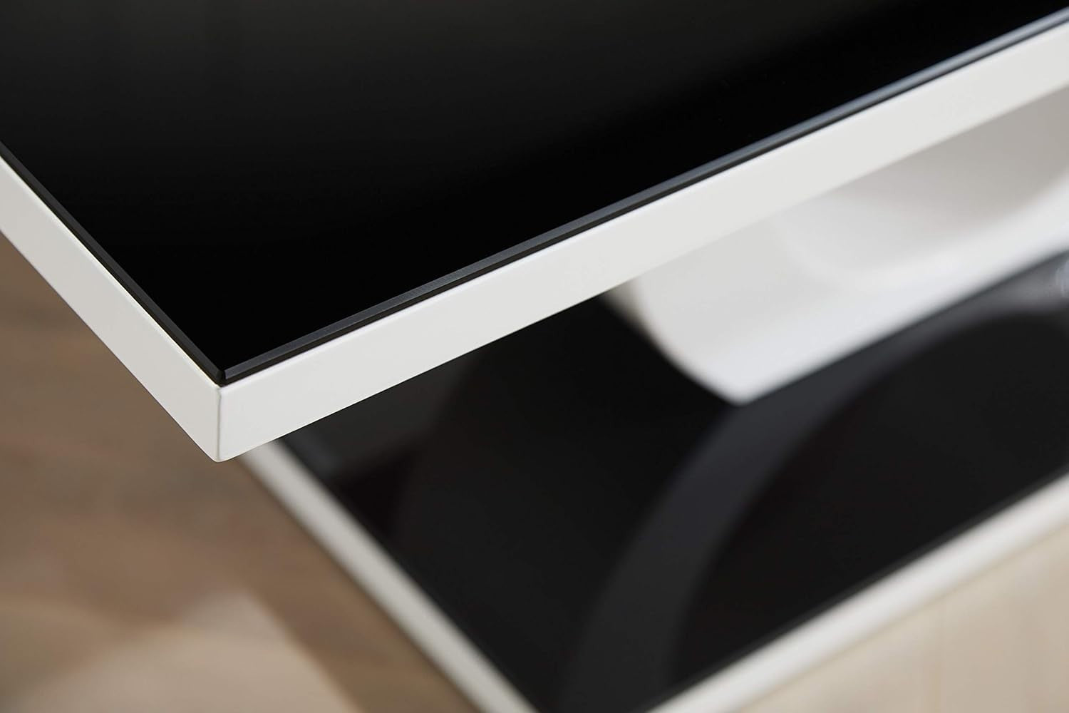Modern Glossy Black & White Glass Coffee Table with Tempered Glass 120x60cm