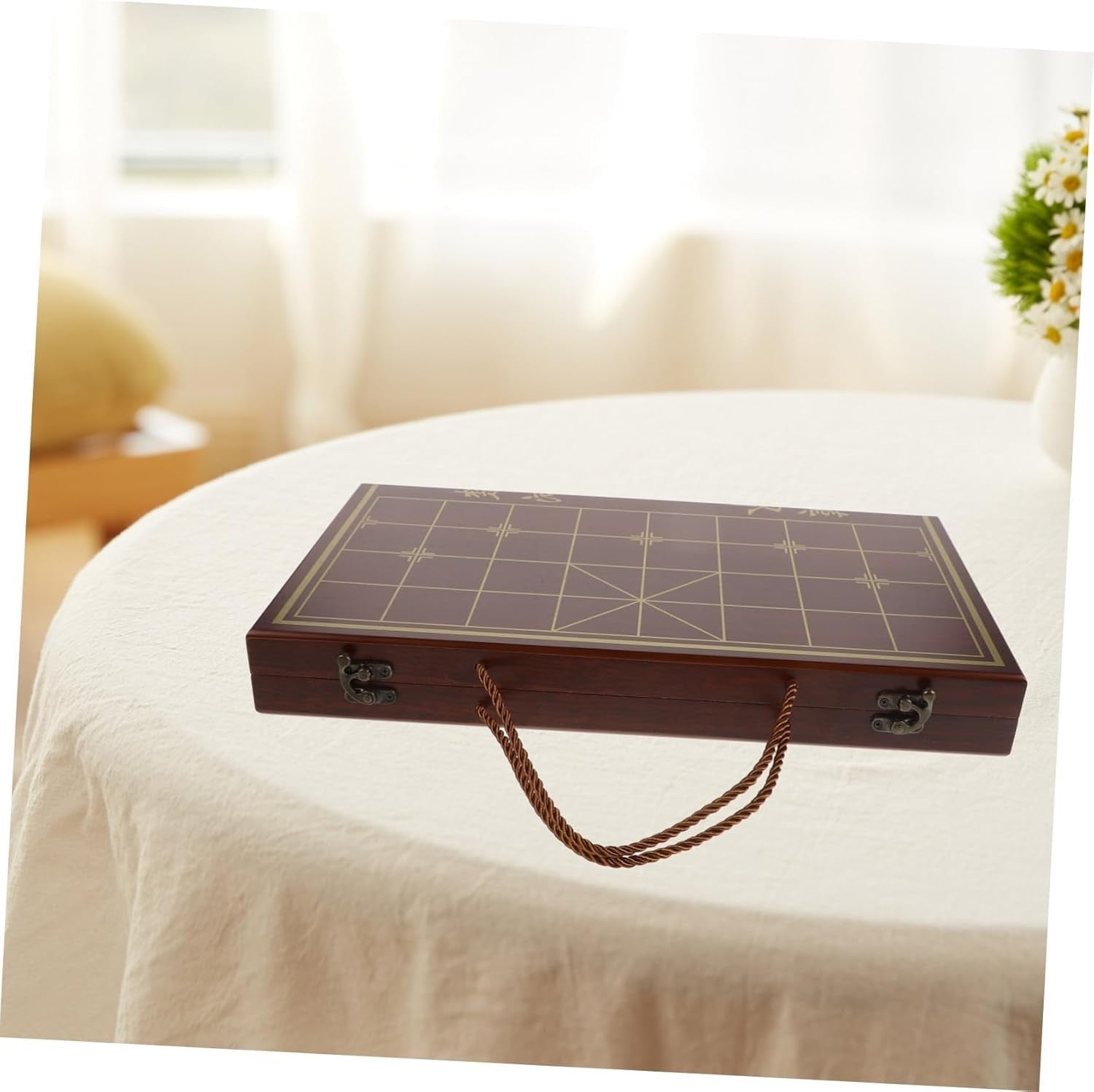 Portable Wooden Xiangqi Chess Board With Storage Box Travel Game