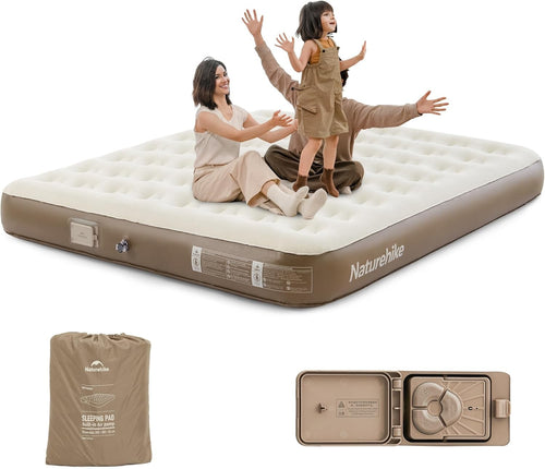 3-Person Inflatable Air Mattress with Rechargeable Pump & Flocked Surface