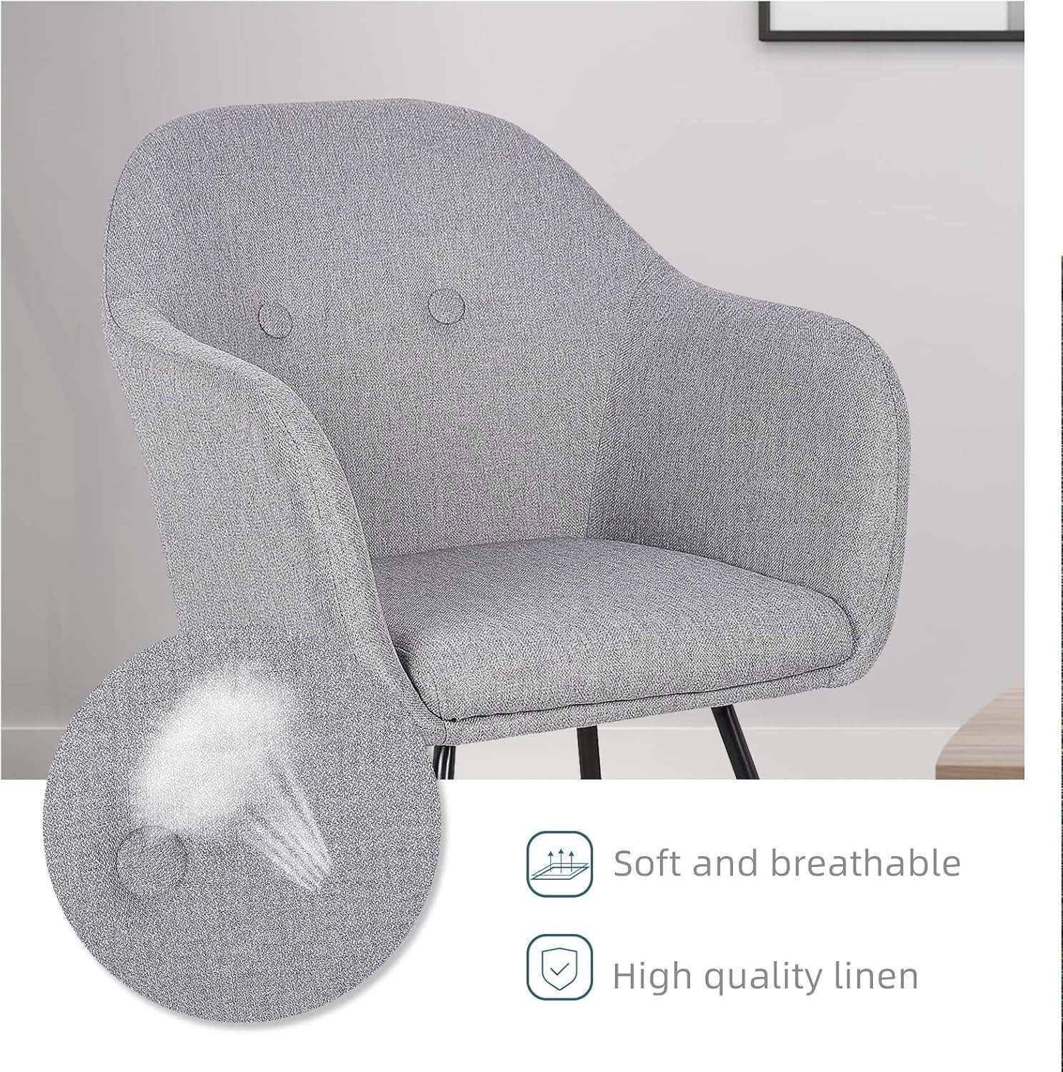 Padded Rocking Chair Armchair Linen Light Grey for Nursery Bedroom Lounge