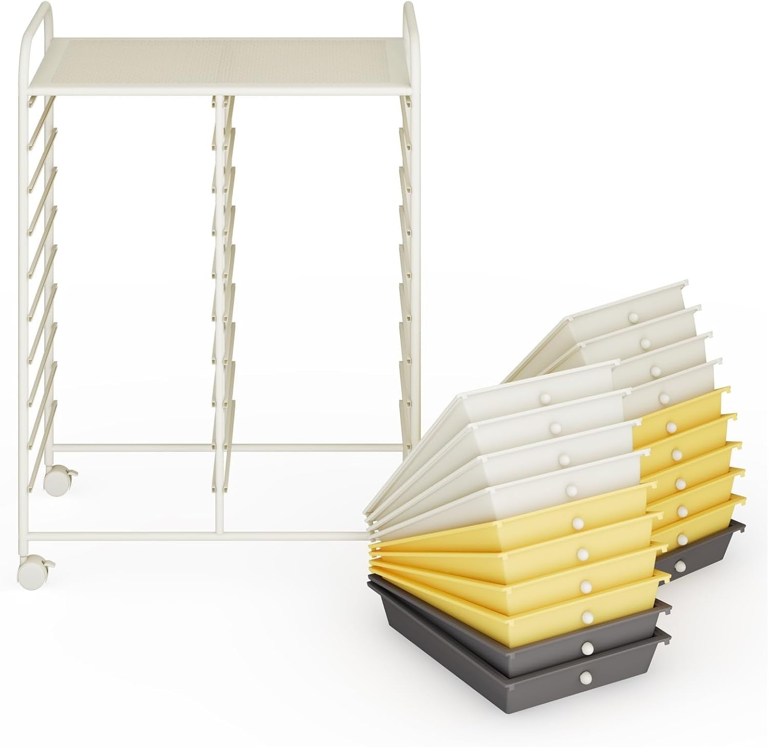 Yellow 20 Drawer Rolling Storage Cart Mobile Utility Organizer Trolley