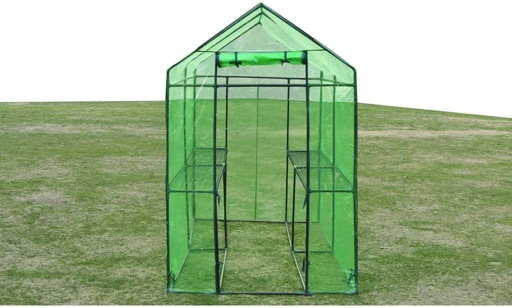 Large Walk-In Greenhouse XL Steel Frame Aluminium Base Sliding Door Weatherproof