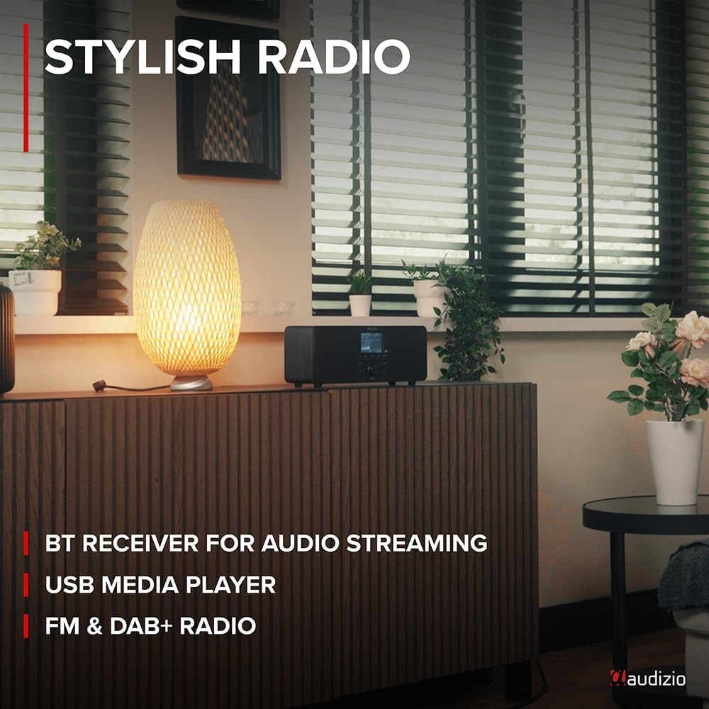 DAB Digital Radio Bluetooth 50W Stereo Dual Alarm Remote Compact Black